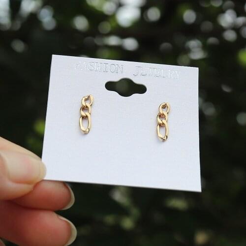 10pair/lot Wholesale Gold Silver Color Figaro Chain Stud Earrings Hip Hop Jewelry Boucles D'oreilles Stainless Steel Earrings