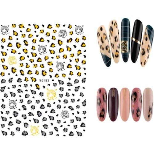 10PCS Color Leopard Print Transparent Japanese Pink Sakura Flower Nail Sticker Nail Art