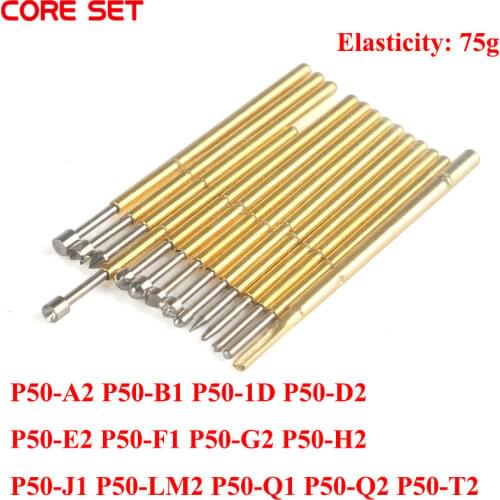20PCS P50-A2 P50-J1 P50-1D P50-D2 P50-E2 P50-F1 P50-G2 P50-H2 P50-LM2 P50-Q1 P50-Q2 P50-T2 Spring The Test Probe Retractable