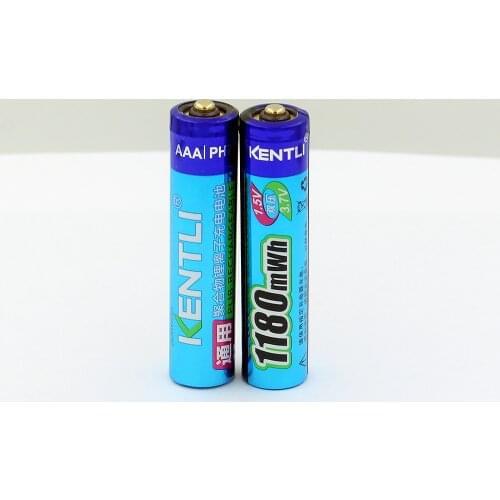 2pcs/lot 1.5V 1180mWh Lithium ion polymer AAA Rechargeble Battery