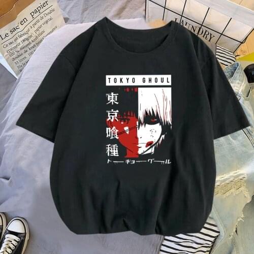 2021 Anime Manga Tokyo Ghoul Men Women T-Shirts Short Sleeve Kaneki Ken Print O-neck Unisex Cartoon Fashion Regular Clothing