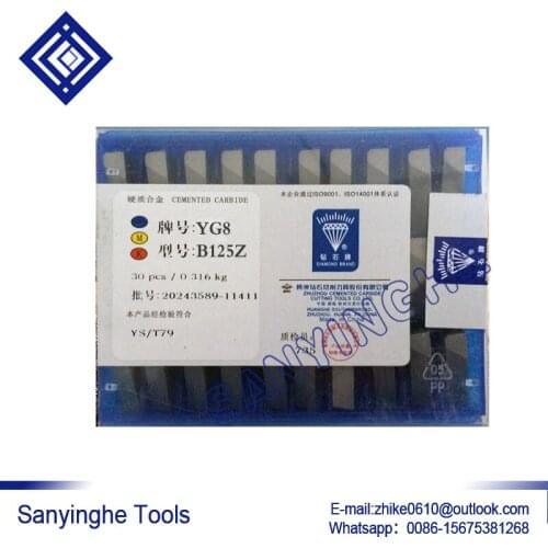 Free shipping high quality 30pcs/lots B125Z YG6 / YG8 / YW1 / YW2 / YT5 / YT14 / YT15 carbide welding inserts brazed insert