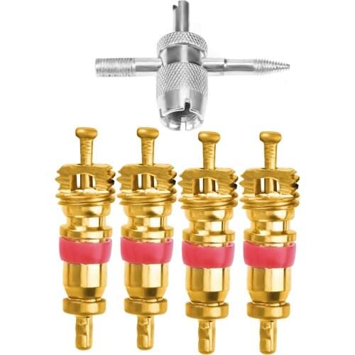 4pcs Car Tire A/C Schrader Valve Cores with 4-in-1 Tire Valve Stem Remover Cores Kit for Cars Trucks Motorcycles Tire Valve Stem