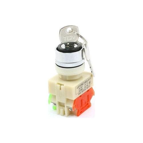 660V 10A DPST Rotary Keylock 2 Position Push Button Switch w 2 Keys