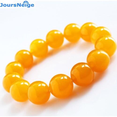 JoursNeige Yellow Crystal Bracelets Fine Carving Beads 10mm for Women Men Single Lap Jewelry Accessories