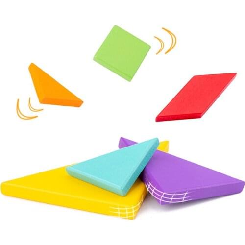 Baby Clapper Montessori Educational toy Wooden 3D Puzzle Beech tangramSensory Jigsaw Brain Training Intellectual Learning Toy