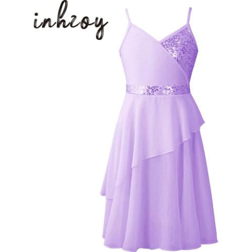 Girl Ballet Tutu Dress Kids Sleeveless Sequins Tulle Ballet Dance Gymnastics Leotard Dress for Performance Dancewear