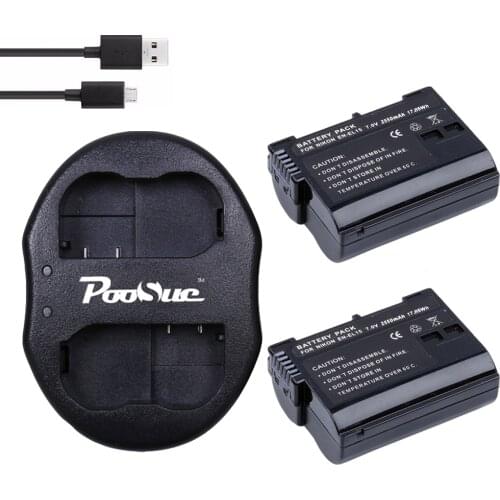 ENEL15 EL15A EN-EL15 Batteries + Dual USB Charger for Nikon EN EL15 battery D600 D610 D600E D800 D800E D810 D7000 D7100 d750 V1