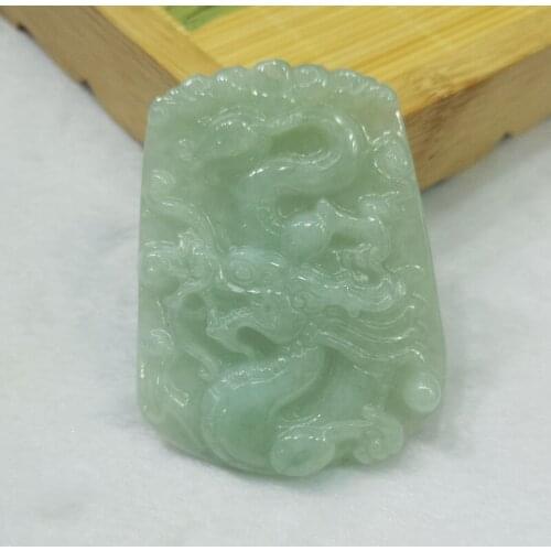 Fine Jewelry Natural Emerald handmake carved Chinese Dragon Necklace Lucky women and men Jade Pendant