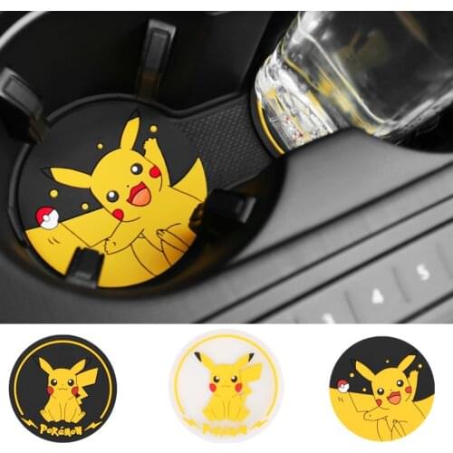 Pokemon Pikachu Water Coaster General Car Interior Water Cup Groove Mat Anti-slip Mat Cartoon Car Built-in Mattress Mat