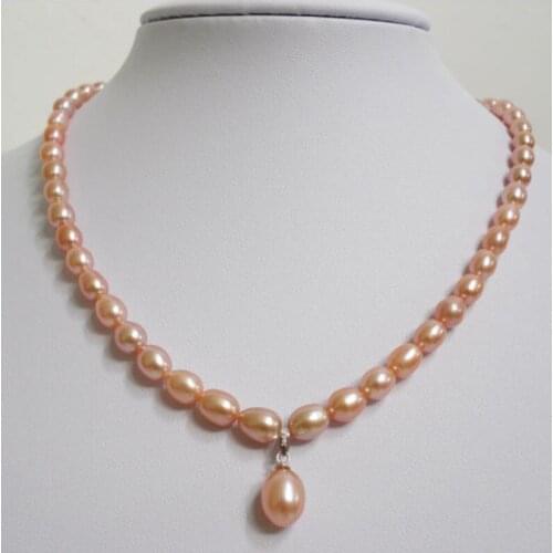 Attractive fine jewelry AAA 18" south sea pink pearl with crystal necklace + pendant 14k white