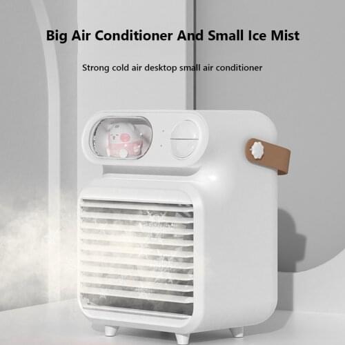 Mini Air Conditioner Fan USB Rechargeable Summer Outdoor Travel Bladeless Desktop Air Cooling Fan Humidifier with Night Light