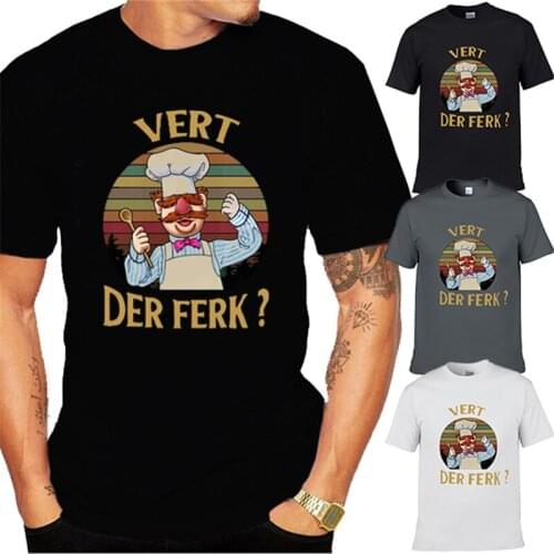 Fashion Brand High Quality Swedish Chef Vert Der Ferk Sunset Graphic Vintage Retro Mens T Shirt Cotton Tee Tops Anime Clothes