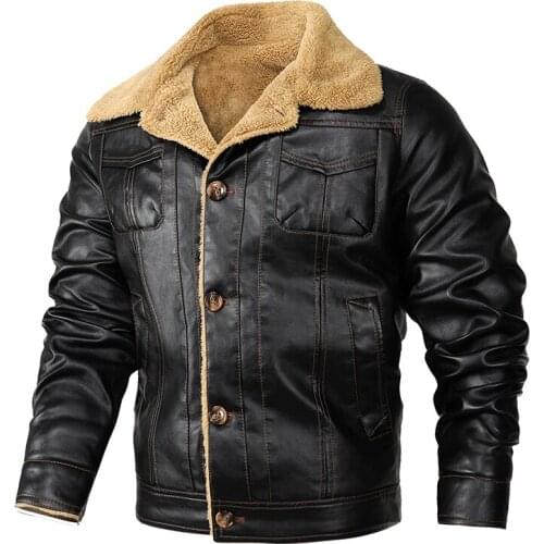 New Autumn Winter Warm Men PU Feather Jacket Cool Motorbike Fleece Handsome Leather Coat Thick Slim Fit Casual Men Faux PU Coat
