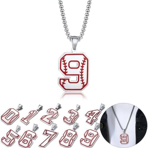 Men Stylish Lucky Number Necklace Casual Sport Baseball Fans Good Fortune Best Wishes Christmas New Year Gifts for Him Jewelry