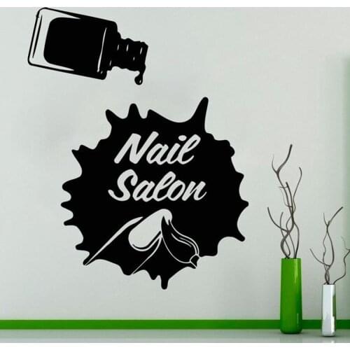 Nail Salon Wall Decal Beauty Salon Woman Nails Polish Splashing ink Art Decoration Manicure Design Vinyl Window Stickers S935
