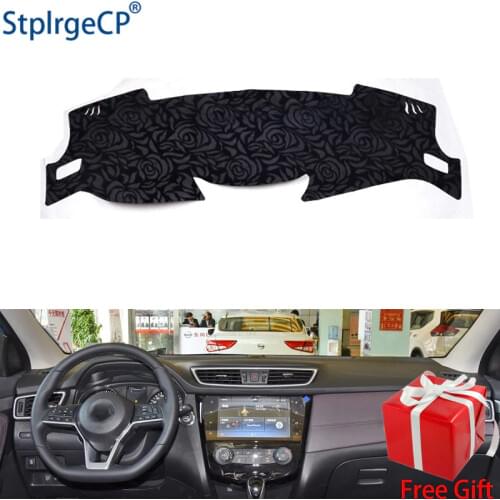Rose Pattern Non-slip Car Dashboard Cover Dash Mat Pad DashMat ANti-UV Car Sticker for Nissan Qashqai J11 2016-2019 Car Styling