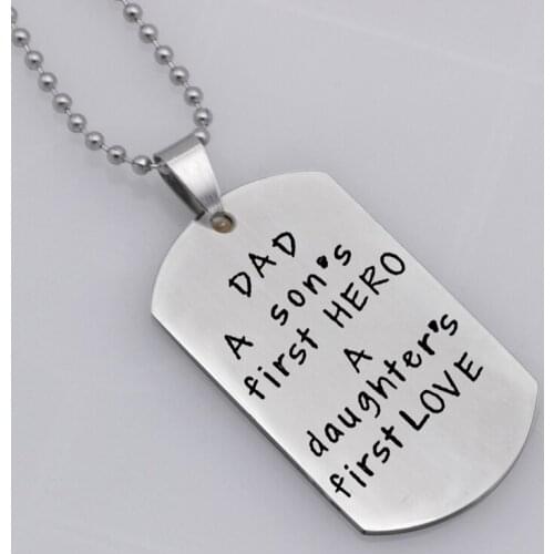 DAD A sons first hero a daughters first love stainless steel jewelry family gift Customed picture necklaceN421