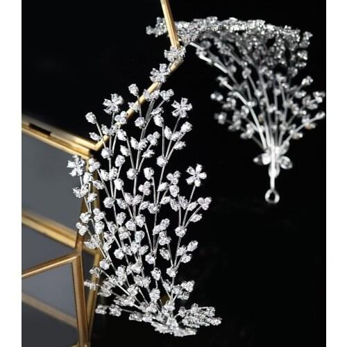 Arabic Womens Wedding Headband CZ Zircon Bridal Cubic Zirconia Adjustable Headpiece Hairbands Handmade Hair Jewelry Accessories