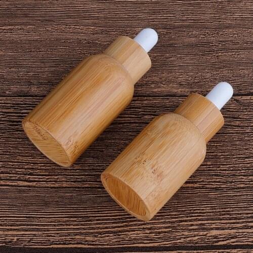 Empty Refillable Bamboo Glass Eye Dropper Bottle Essential Oil Bottles With Pipettes Makeup Cosmetic Sample Container
