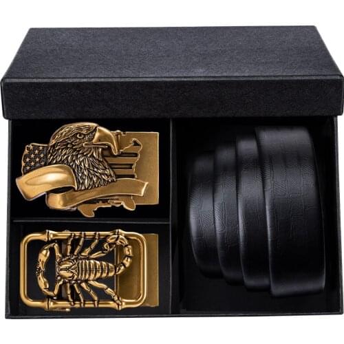 Mens Belt Black Genuine Leather Belt for Men Luxury Waist Strap Gold Automatic Buckle Designer Belt Gift for Wedding Barry.Wang