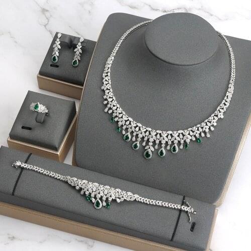 TIRIM Dubai Luxury Bridal Necklace Set for Women Water Drop Cubic Zirconia Wedding Jewelry Sets Brides Accessories Jewellery