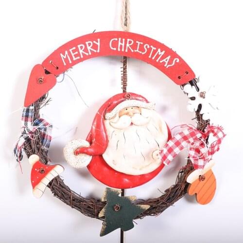 Christmas Decoration Pendant Resin Santa Claus Snowman Garland Rattan Door Wreath Party Home Decor Drop Ornaments Gift