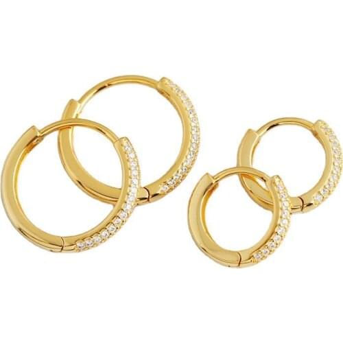 925 Sterling Silver Earring Fashion Zircon Simple Geometric Big Round Ear Ring Square Earring INS Style Woman Girl Ear Jewelry