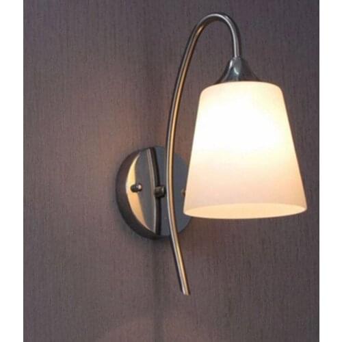 Modern stainless steel single head wall lamp European minimalism home decoration white glass led lighting E27 bulb ZM1109