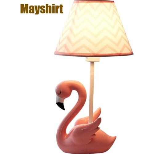 Flamingo Resin LED Table Lamp for Living Room Cartoon Childrens Room Girl Bedroom Bedside Pink Lamp Birthday Gift Light Fixture