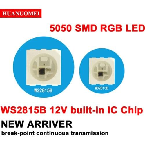 1000PCS WS2815 LED Chip 5050 SMD RGB Intelligent Control DC12V Signal Break-Point Continuous Transmission Full Color WS2815B LED