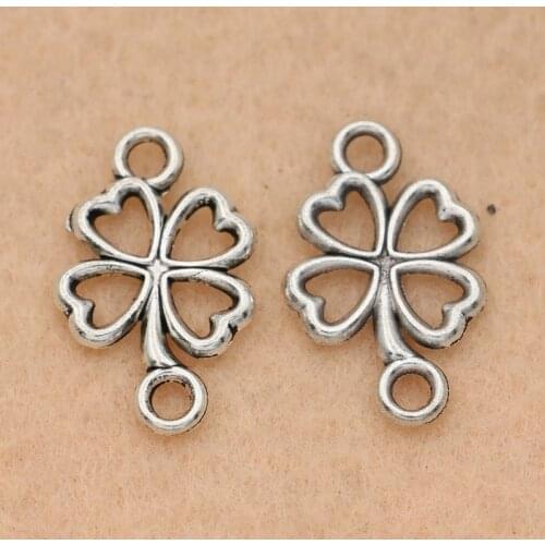 30pcs Tibetan Silver Plated Clover Connector for Pendants Bracelet Jewelry Making Accessories DIY 20x13mm