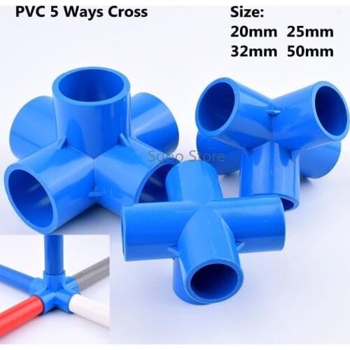 2-10Pcs 5 Ways Cross Irrigation Tube Fruits Hydroponic Frame Connectors PVC Pipe Three-dimensional Joint Aquarium Fittings DIY