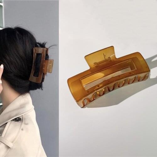 Vintage Brown Square Rectangle Resin Hair Claws for Women Girls Kid Barrette Hairpin Hair Clips Wholesale 2021 New Arrival Trend