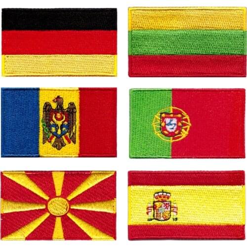 Embroidery flag patch clothes badges 2.5"*1.5" merrow iron on100%emb computer embroidery patch low price