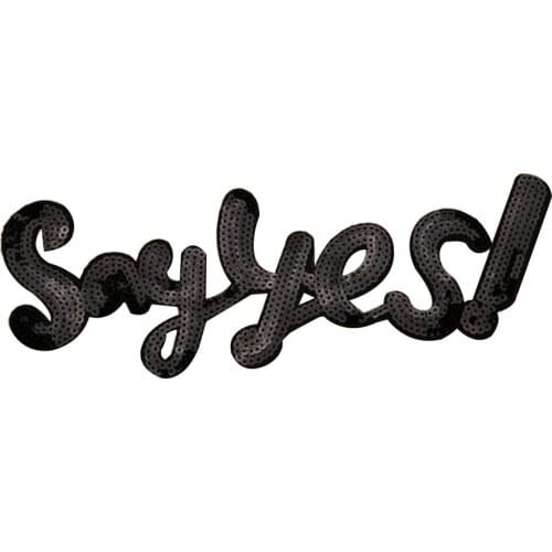 T shirt Women iron on patch sequins 29cm sayyes! deal with it biker patches for clothing stickers 3d t shirt mens free shipping