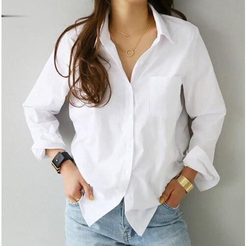 S-XL Spring White Top Long Sleeve Casual Lapel OL Style Ladies Loose Shirt Fashion Chiffon Jacket