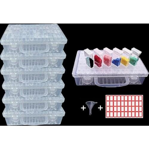 Diamond painting Tools Kit 42/64 Cells Plastic Storage Box Funnel and Stickers Sets for Diamond Painting Embroidery Accessories
