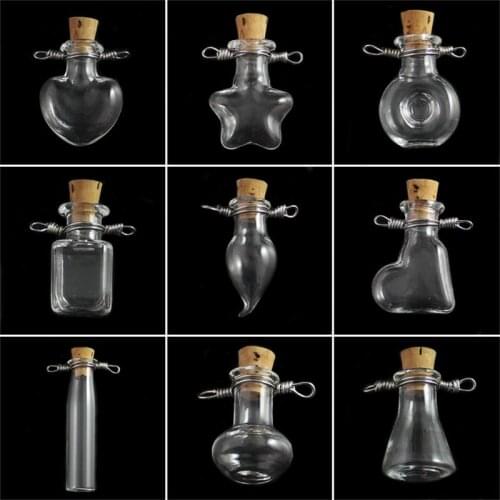 8PCS Mini Wishing Glass bottle With Loop cork vial pendant DIY Bottles/cork stopper handmade jewelry findings