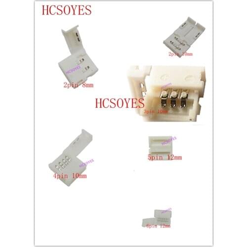 100pcs 2pin 3pin 4pin 5pin 6pin Solderless RGB led Connector Adapter For 5050 RGB LED Strip 8mm 10mm 12mm width quick connect