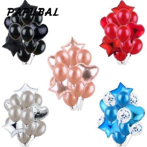 14pcs Multi Rose Gold Confetti Balloon Happy Birthday Party Balloons Wedding Decorations Boy Girl Baby Shower Party Supplies