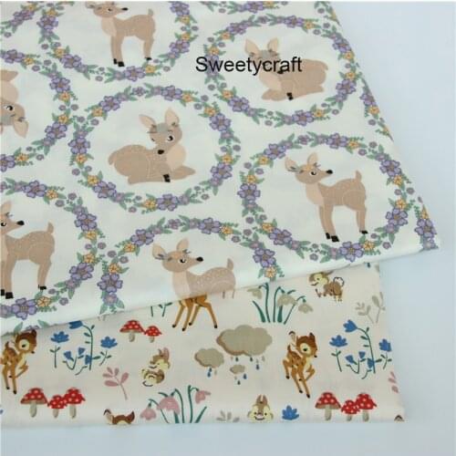 160*50cm Deer Print Cotton Fabric tela algodon patchwork baumwolle stoff for DIY sewing kids bedding sets material accessories