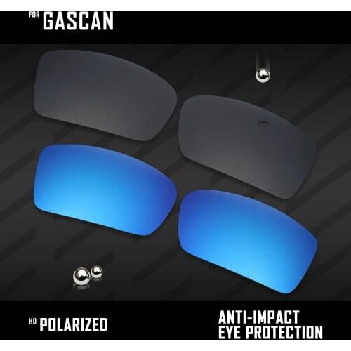 OOWLIT 2 Pairs Polarized Sunglasses Replacement Lenses for Oakley Oil Drum-Black and Ice Blue