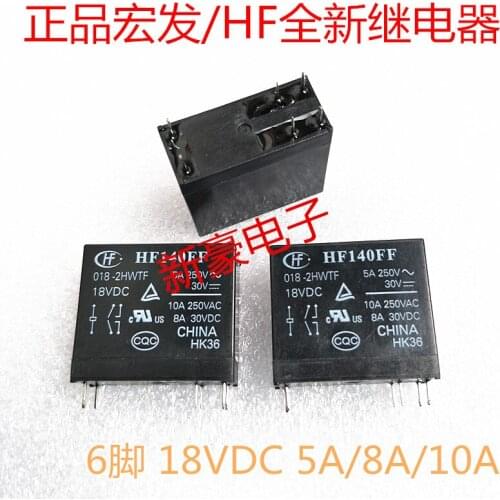 2pcs/lot HF140FF-018-2HWTF 6PIN two normally open 18VDC standard 530MW