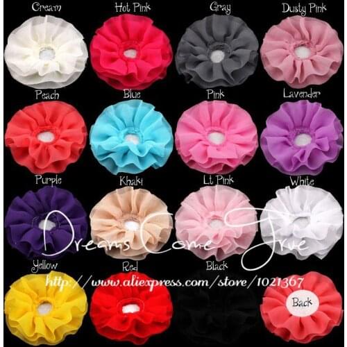 200pcs/lot)4" 15 Colors Colorful Handmade Multilayer Chiffon Artificial Fabric Flower Without Center For Children Accessories