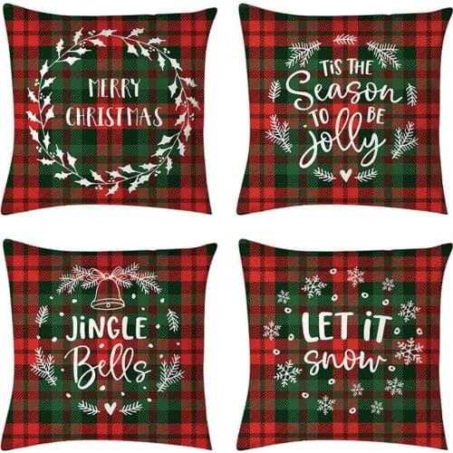 4PCS Merry Christmas Pillow Case Christmas Ornament Navidad Christmas Ornaments For Home Bed Waist Pillow Cover Xmas Pillowcase