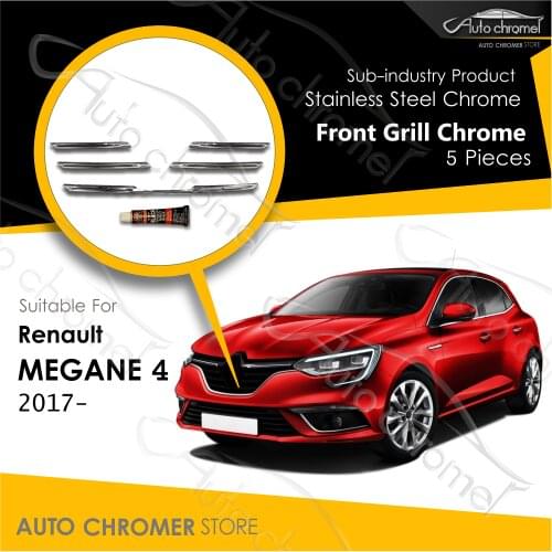 For Megane IV Front Grill Chrome Accessories Renault 2017~ Car Accessories Sport Tuning High Quality 5 Pieces