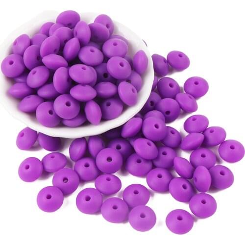 50pc/lot Silicone Lentils Beads Baby Teething Chew Necklace Making Food Grade Silicone Teether Beads BPA FREE