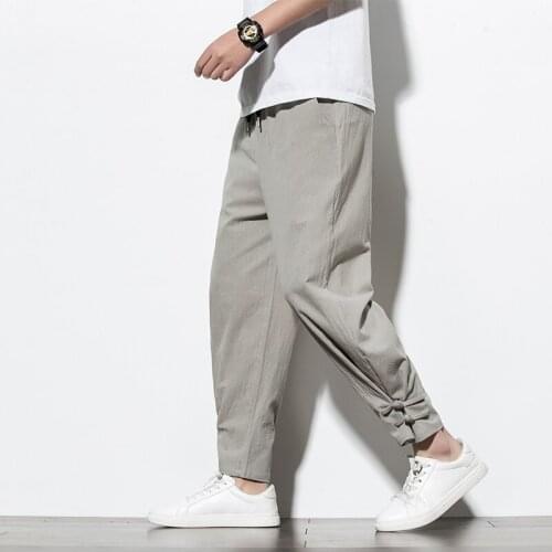 Cotton Harem Pants Mens Jogger Pants 2020 Hip Hop Streetwear Korean Style Male Casual Summer Track Pants Trousers Men