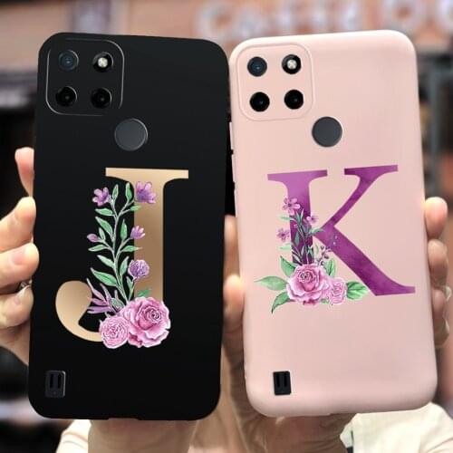 For Realme C21Y Case Cute Alphabet Letters Cover Soft Silicone Phone Case For Oppo Realme C21Y C 21Y RealmeC21Y Back Cover 6.5